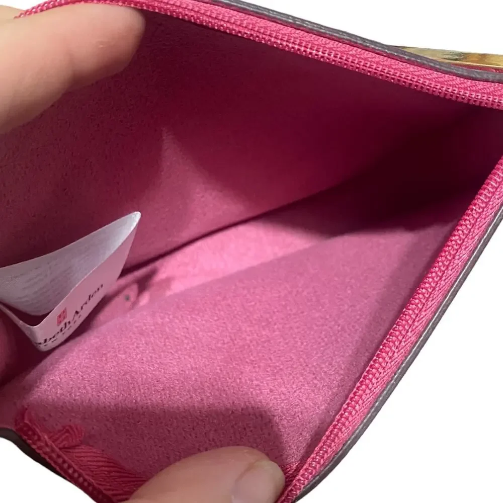 NEW Elizabeth Arden mini pink cosmetic or jewelry bag with gold‎ tone hardware